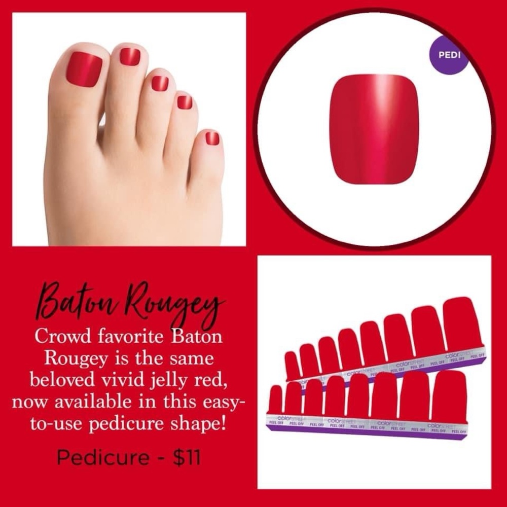 Color Street Baton Rougey Dry Nail Polish Pedicure Set